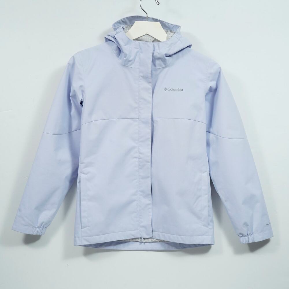 Columbia Arcadia II Rain Jacket Youth M 10/12 Light Blue Hooded Waterproof